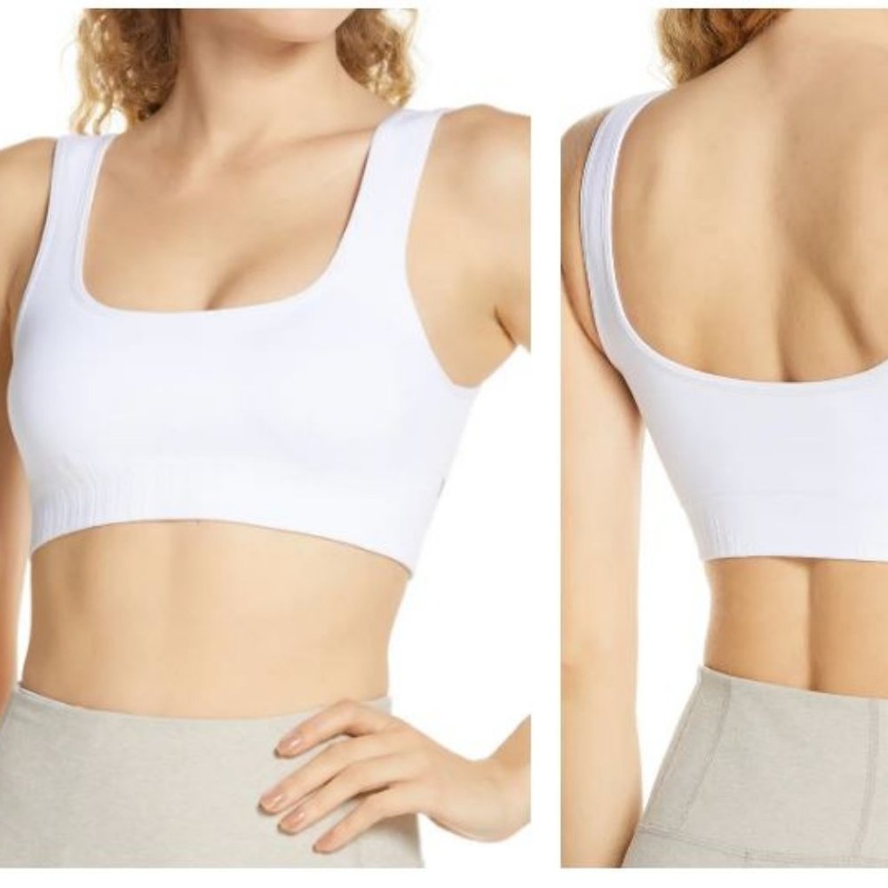 JLUXLABEL White Scoop Neck Tank Sports Bra - Sz M - NEW with Tags!